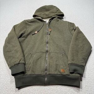 Buffalo David Bitton Mens Jacket Olive Green Zip Up Hoodie Sherpa Lined Sz XL